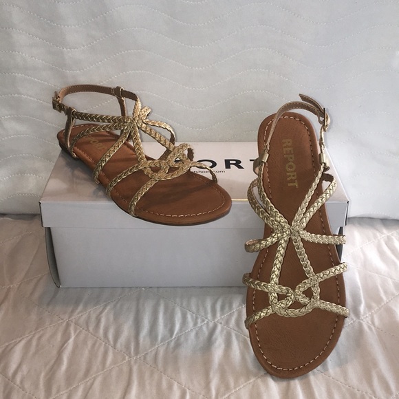 Rose Gold Flat Braided Sandal Size 